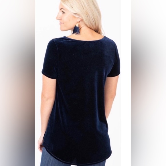 🆕 NEW Agnes & Dora Velvet Deep Navy Blue Everyday Tee Short Sleeve T-Shirt S - Picture 3 of 5